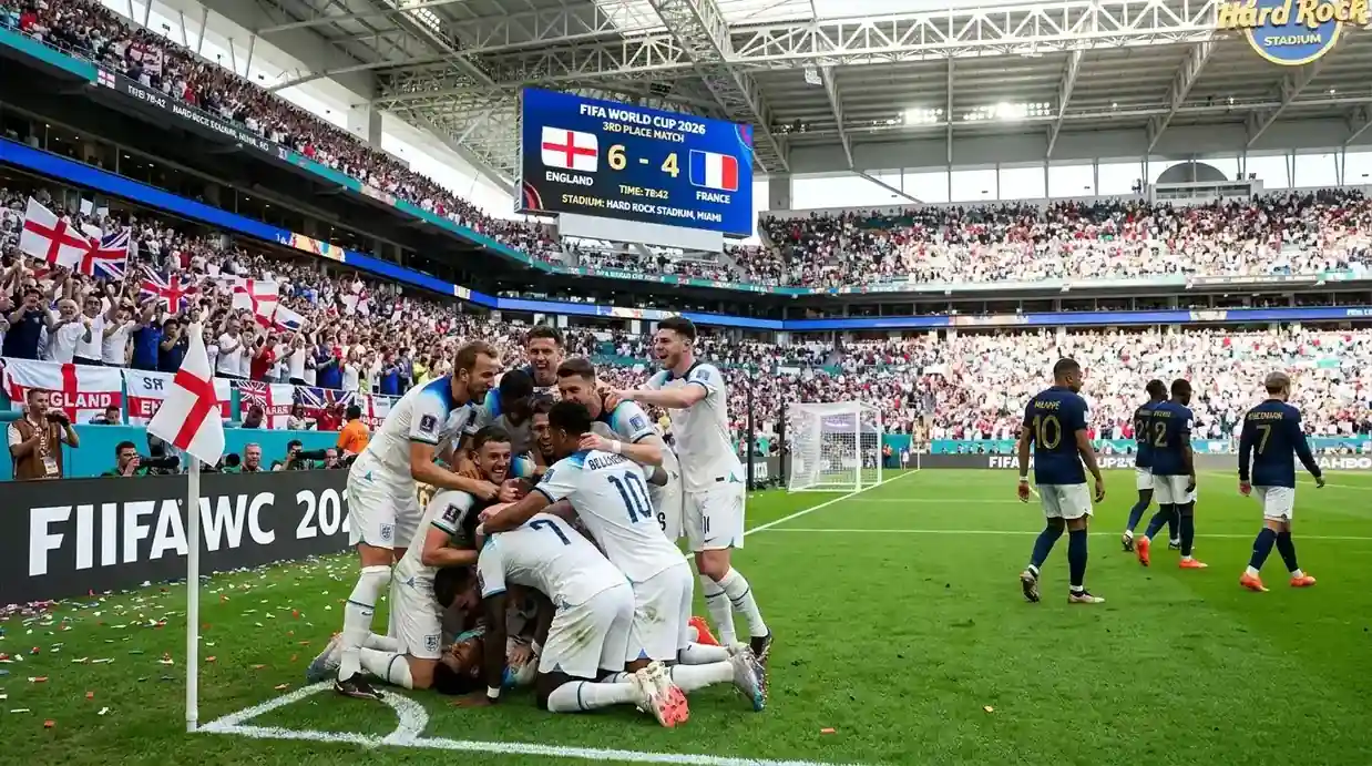 Bukayo Saka bejubelt seinen Hattrick im Spiel um Platz 3 — England-Spieler stürmen auf ihn zu