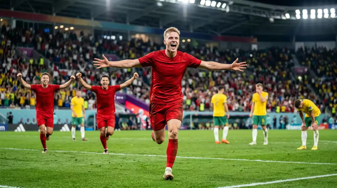 Norwegens Spieler jubeln nach dem historischen 2:1-Sieg gegen Brasilien im Achtelfinale der WM 2026