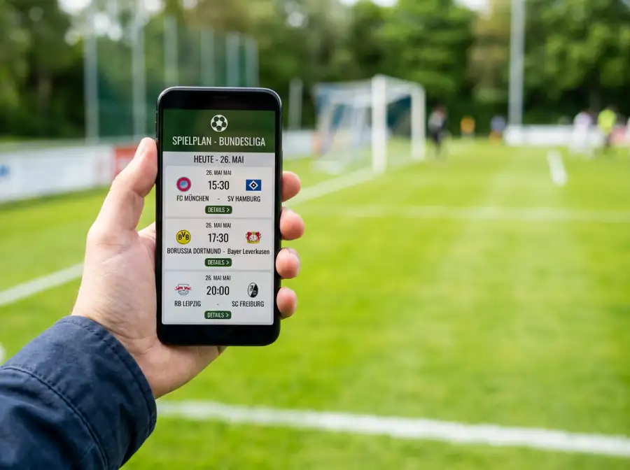 Smartphone mit Sportwetten-App und WM-Spielplan geöffnet
